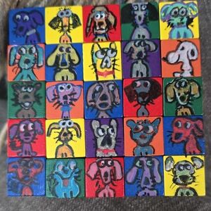 Blue and Yellow Pop Art Dog Illustrations